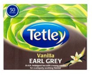 TETLEY EARL GREY AND VANILLA TEABAGS 50 TEA BAGS