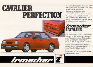 Vauxhall Cavalier Mk2 4dr Irmscher Sport Parts UK Market Sales
