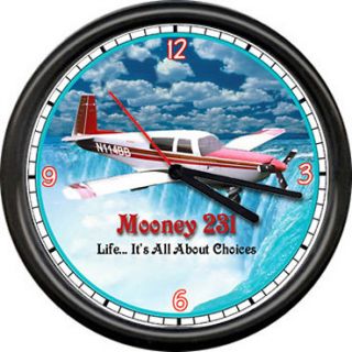 Mooney 231 Airplane Pilot Advertising Sign Wall Clock