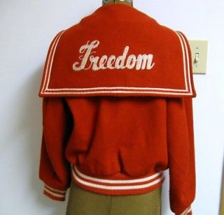 Vtg Cheerleader Jacket Freedom Aimee Wool Red White S Admiral