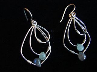 Silpada Sterling Silver 3 Tier Hoop Earrings Jade Glass Teardrop Beads