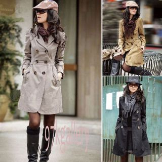Popular CHIC SLIM FIT LONG STYLE TRENCH DOUBLE BREASTED COAT JACKET