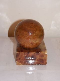 Brown Alabaster Hand Carved in Italy Ball Paperweight Figure Some