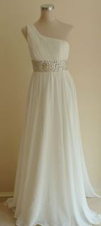 Strapless Grecian Style Chiffon Wedding Dress Size 2 4 6 8 10 12  14