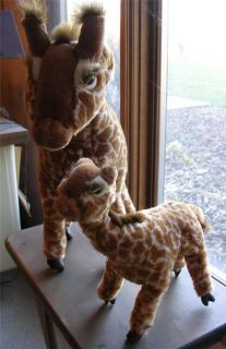 Set of 2 Stuffed animal Giraffe Mom Baby posable plush zoo Toy