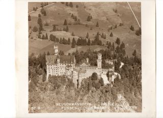 Neuschwanstein Castle Fussen Germany Post WW II Real Aerial Photo 10th