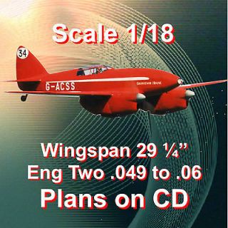 SCALE CONTROL LINE MODEL AIRPLANE PLANS DH 88 COMET PLAN & BUILDING