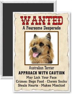 Australian Terrier Wanted Poster Fridge Magnet Sign Dog Breed