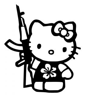 Hello Kitty AK47 gun decal sticker Hibiscus or original flowwe AVA