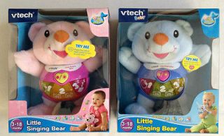 Travel / Cot Toy Little Singing Alfie Bear Musical Pink Or Blue NEW