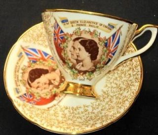 TAYLOR KENT ENGLAND HRH Queen Elizabeth PRINCE PHILIP TEA CUP AND