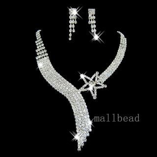 HOT Swarovski Crystal Wedding Party Bridal Tassel Necklace Earring