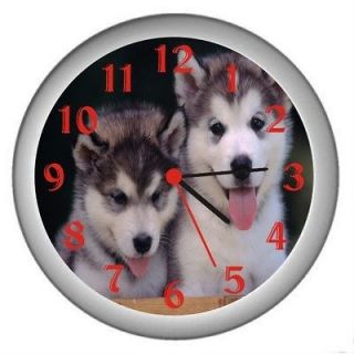 New Alaskan Malamute Puppies Home Decor White Wall Clock