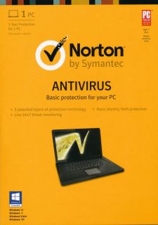 NEW 2013 NORTON ANTIVIRUS FOR 1 PC, SEALED RETAIL VERSION