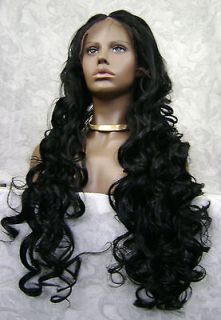 LACE FRONT EXTRA LONG BLACK,BROWN,BL ONDE SWIRL WAVES WIG HEAT OK