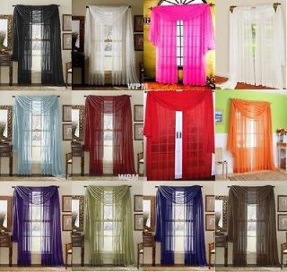 Sheer Panel Set Window treatment covering Curtains & Scarf 12 colors