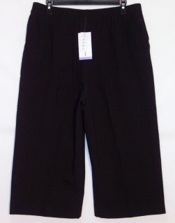 NWT Alfred Dunner Elastic Waistband Classics Capri Pants Black 100