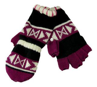 American Rag Knit Navajo Black Combo Fingerless Gloves with Mitten