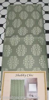 SHABBY SAGE JACQUARD Fabric Shower Curtain GREEN CHIC MEDALLION