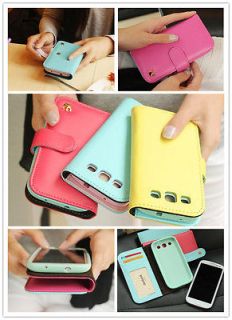 Women Candy Color Wallet Flip Cell Phone Case Cover For Samsung galaxy