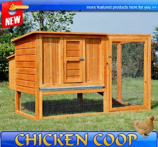 Wood Chicken Coop Rabbit Hen House Nest Huge Run Backyard Poultry Cage