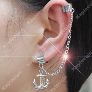Fab Silver Pirate Sailor Nautical Anchor Chain Ear Cuff Clip Earring