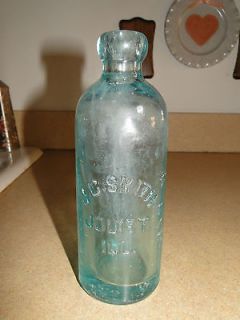 1800s SODA BOTTLE J.C. SMITH JOLIET, ILL. HEAVY BLUE GLASS BLOB TOP 7