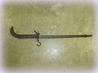 ANTIQUE IRON COTTON / BUTCHER BALANCE BEAM SCALE WITH TWO HANGING