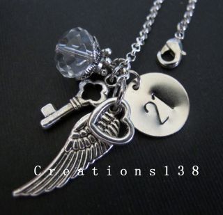 21st Birthday Gifts Angel Wing Heart Key Crystal Charm Bracelet