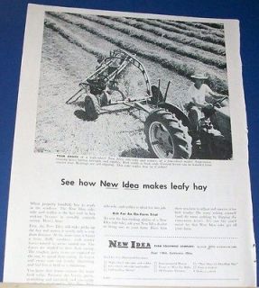 1955 NEW IDEA side rake and tedder tractor Ad ~ makes leafy hay