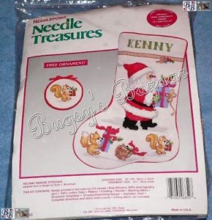 JCA HOLIDAY PARADE Stocking Santa & Animals Needlepoint Christmas Kit