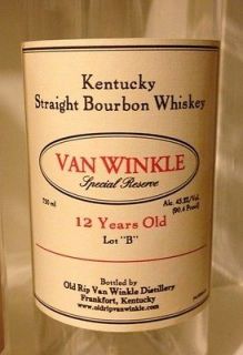Van Winkle 12 Year Old Kentucky Bourbon Whiskey Bottle NO ALCOHOL MT