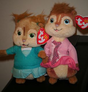 Ty BRITTANY, ELEANOR & JEANETTE Chipmunks Chipettes Beanie Baby Babies