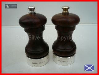 Pair of Hallmarked Sterling Silver Mounted Salt & Pepper Grinders~From