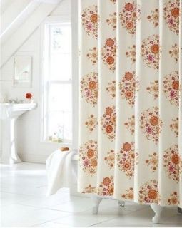 Amy Butler Memento Shower Curtain Ivory Pink Yellow Flowers New Orange