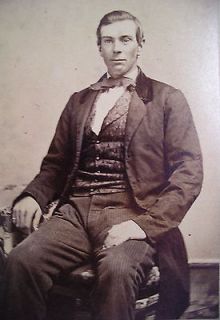 1860s CDV rev stamp POWERFUL YOUNG BOSTON MAN frock coat & silk vest