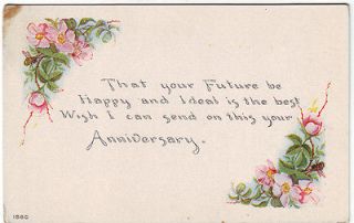 Vintage Greetings Postcard,Early 1900s Antique Anniversary Wishes