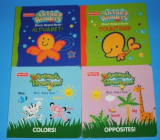 New 4 Lot Fisher Price Board Books Animals & Ocean Color ABCs 123s