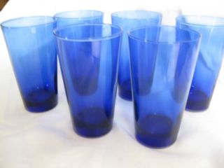 Set Of 6 Anchor Hocking Colbalt Blue Glasses Great For Parties