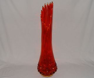 VINTAGE MID CENTURY MURANO AMBERINA RED ORANGE FLAMING ART GLASS FLOOR