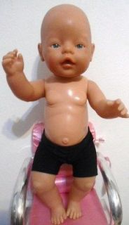 ZAPF Creation Peeing Baby Boy Doll w Green Steady Eyes in Black Short