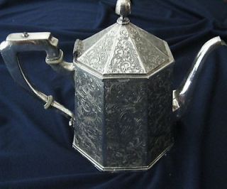 Antique Derby Silver Co. Engraved Octagonal Teapot Early American 1800