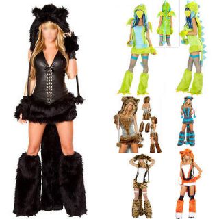 Furry Fancy Dress Cat Wolf Fox Halloween Game Costume Cosplay Outfit