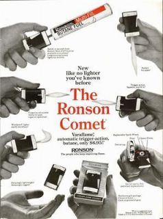 1969 Ronson Lighter ad ~ The Ronson Comet, Automatic Trigger Action