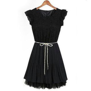 New Hot Womens Vintage Lace Sleeveless Pleated Skirted Party Evening