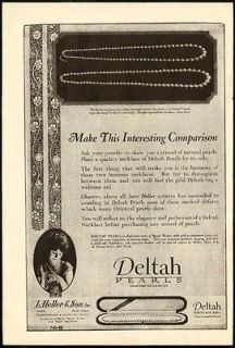 1921 Print Ad DELTAH PEARLS L. Heller & Son Inc.