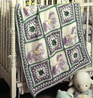 X623 Crochet PATTERN ONLY Carousel Horse Baby Blanket Pattern & Bonus