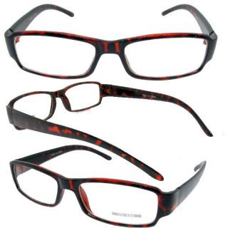 Womens Rectangular Fake Glasses Tortoise Frames and Clear Lens