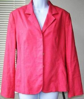 Talbots Womens PINK Stretch Linen Dress Jacket Blazer Size 14P