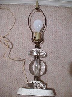 Crystal cut clear pressed glass 3 balls table lamp vintage antique